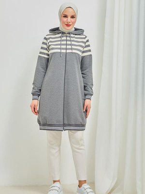 Çizgi Detaylı Kısa Kap Füme