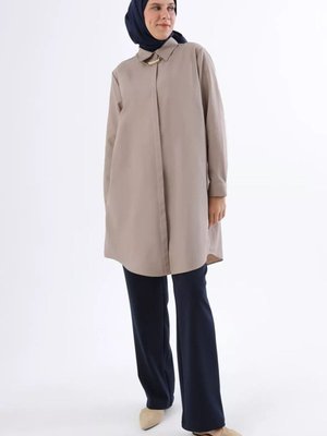 Vizon Büyük Beden Poplin Gömlek Tunik