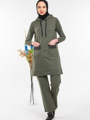 Cift Cepli Hastane Modeli Haki Eşofman Takımı Cift Cepli Hastane Modeli Haki Eşofman Takımı