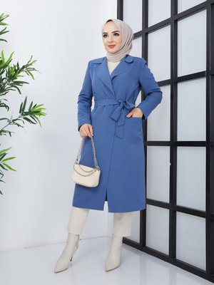 Mevsimlik Kemerli Düğmesiz Astarlı Trençkot