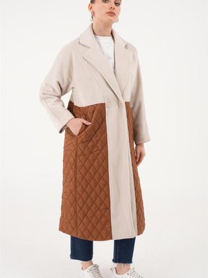 Baklava Desenli Kapitone Mont Kahverengi Krem Baklava Desenli Kapitone Mont Kahverengi Krem