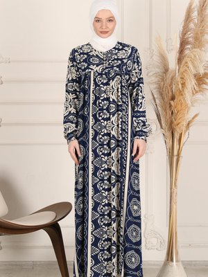 Büzgü Robadan Önü Düğmeli Viskon Kumaş Tessetür Giyim Anne Namaz Elbisesi Büzgü Robadan Önü Düğmeli Viskon Kumaş Tessetür Giyim Anne Namaz Elbisesi