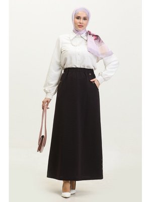Ahlem Büyük Beden Düğme Detaylı Etek Ahlem Büyük Beden Düğme Detaylı Etek