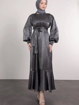 Janjan Fırfırlı Balon Kol Abiye Elbise Janjan Fırfırlı Balon Kol Abiye Elbise