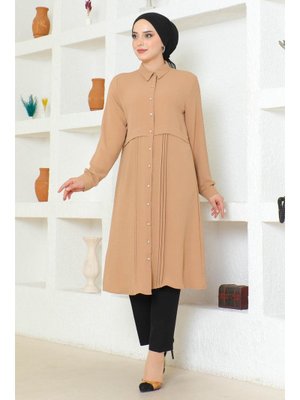 Bisküvi Büyük Beden Piliseli Ayrobin Tunik Bisküvi Büyük Beden Piliseli Ayrobin Tunik