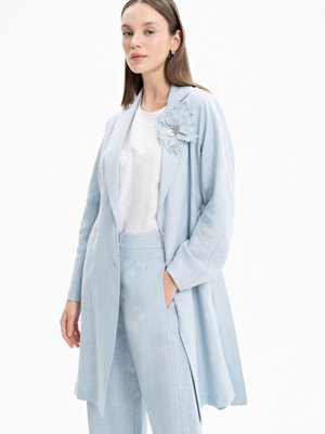 Çiçek Broşlu Keten Kap