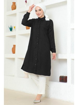 Siyah Büyük Beden Yırtmaçlı Tunik Siyah Büyük Beden Yırtmaçlı Tunik