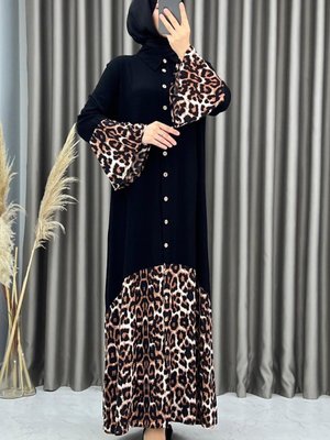 Siyah Viskon Boydan Düğmeli Boy 140cm Gömlek Elbise Siyah Viskon Boydan Düğmeli Boy 140cm Gömlek Elbise