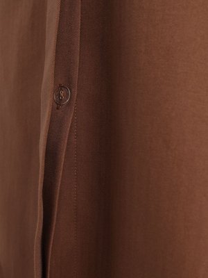 Kahve Gizli Patlı Pamuklu Gömlek Tunik