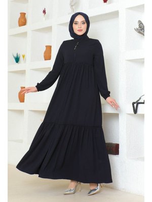 Lacivert Kol Lastikli Fırfırlı Ferace Lacivert Kol Lastikli Fırfırlı Ferace