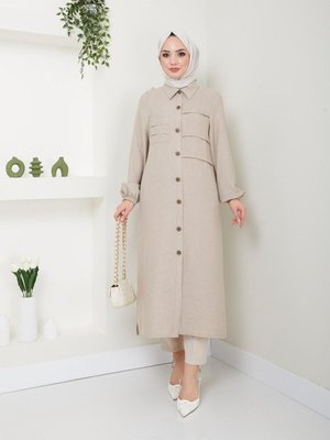 Cansın Kadın Düğmeli Keten Kap Tunik Cansın Kadın Düğmeli Keten Kap Tunik