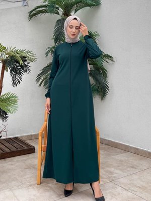 Fermuarlı Cepli Ferace Zümrüt