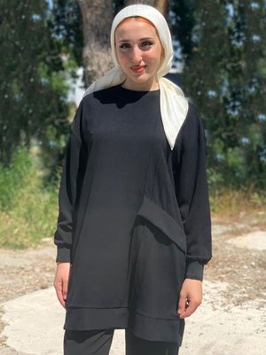 Siyah Dikiş Detaylı Tunik Siyah Dikiş Detaylı Tunik