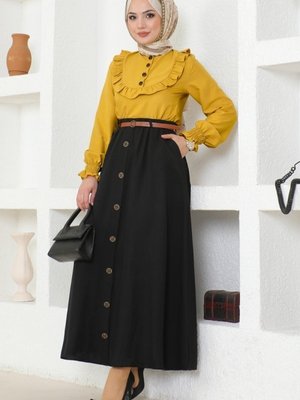 Hardal & Siyah Düğmeli Aerobin Etekli Takım Hardal & Siyah Düğmeli Aerobin Etekli Takım