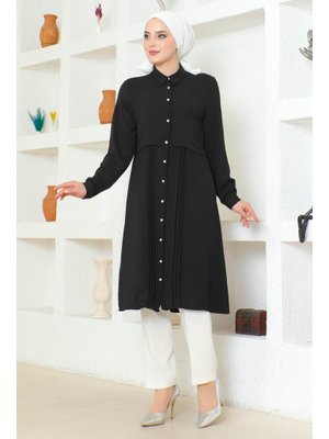 Siyah Büyük Beden Piliseli Ayrobin Tunik Siyah Büyük Beden Piliseli Ayrobin Tunik