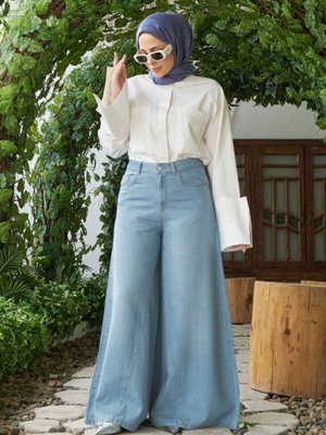Denim Pantolon Etek Açık Mavi