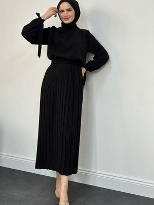 Lindon Plise Etek Takım Siyah