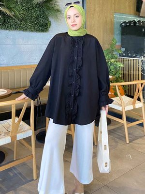 Oversize Flores Fırfırlı Tunik