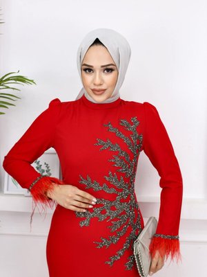 Fadik Abiye Elbise Kırmızı