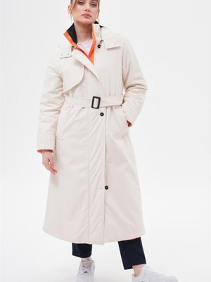 Dik Yaka Çıkarılabilen Kapüşonlu Krem Mont