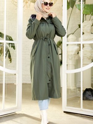 Eflal Tünel Kemerli Gizli Fermuarlı Mont Haki