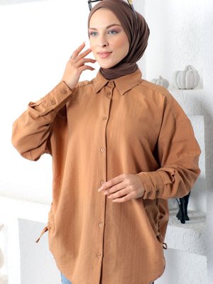 Yanı Büzgü Detaylı Tunik Taba