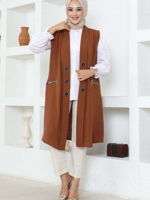 Taba Büyük Beden Ayrobin Yelek Taba Büyük Beden Ayrobin Yelek