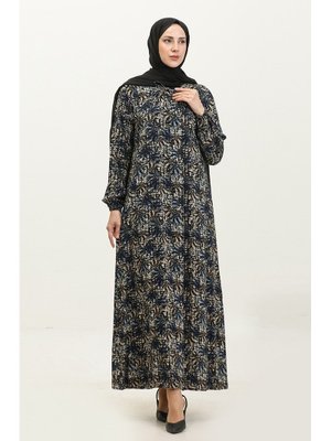 Açelya Büyük Beden Desenli Viskon Elbise 44851p