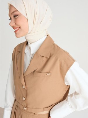 Daraltılabilen Kısa Yelek Camel