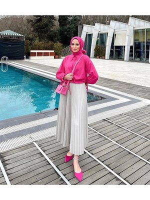 Pilise Etek | Deri Saten Görünümlü