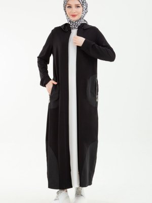 Ilkbahar Yaz Yeni Sezon Kapüşonlu Kolları Ribanalı Fermuarlı Ferace