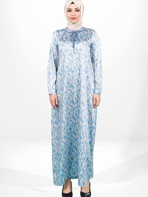 Mavi Kareli Elbise