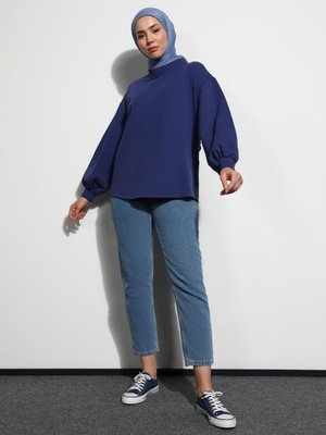 Balon Kollu Sweatshirt Lacivert
