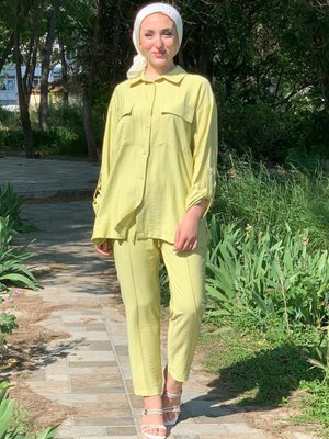 Fıstık Cep Detaylı Gömlekli Takım Fıstık Cep Detaylı Gömlekli Takım