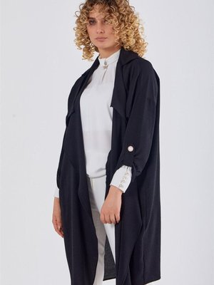 Apolet Detaylı Oversize Siyah Hırka Apolet Detaylı Oversize Siyah Hırka