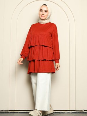 Fırfırlı Tunik Kiremit Fırfırlı Tunik Kiremit