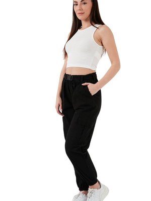 Siyah Kemerli Kargo Cep Pantolon