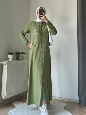 Önden Cıtçıtlı Taş Detaylı Kap Haki