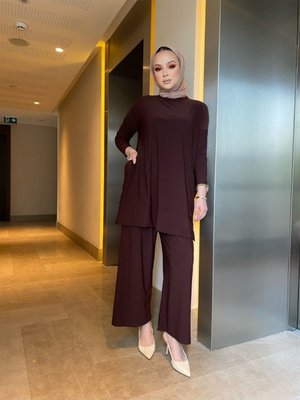 Harika Sandy Pantolonlu Cep Detaylı İkili Takım