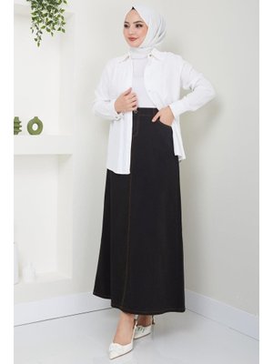 Siyah Dar Kesim Klasik Kot Etek Siyah Dar Kesim Klasik Kot Etek