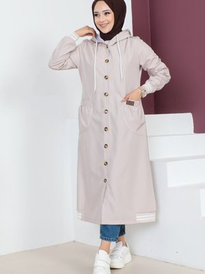 Ribanalı Trençkot Bej