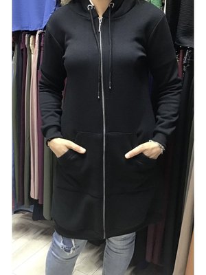 Üç İplik Boydan Fermuarlı Kapüşonlu Kanguru Cepli Kolağzı Ve Eteği Ribanalı Sweat Üç İplik Boydan Fermuarlı Kapüşonlu Kanguru Cepli Kolağzı Ve Eteği Ribanalı Sweat