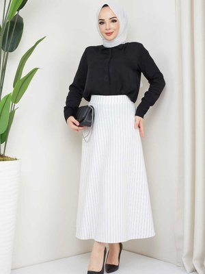 Puf Scuba Cizgili Zara Desen Etek