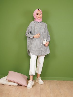 Çizgili Kırınkıl Gömlek Çizgili Kırınkıl Gömlek