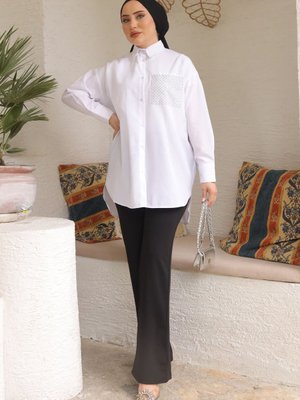 Siyah Yüksek Bel Beli Cırt Cırtlı Palozzo Pantolon Siyah Yüksek Bel Beli Cırt Cırtlı Palozzo Pantolon