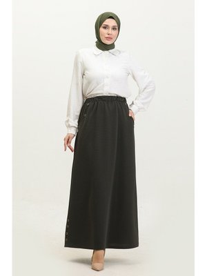 Ahlem Büyük Beden Düğme Detaylı Etek Ahlem Büyük Beden Düğme Detaylı Etek