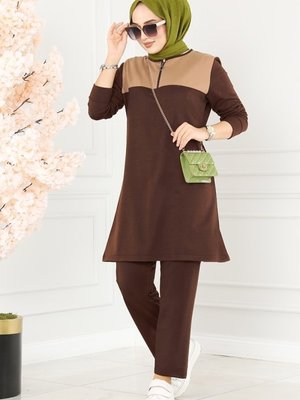 Kahve Yarım Fermuarlı Spor Takım Kahve Yarım Fermuarlı Spor Takım