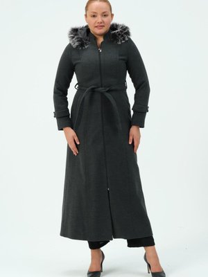 Yekta Büyük Beden Kadın Tesettür İçi Astarlı Kaşmir Manto