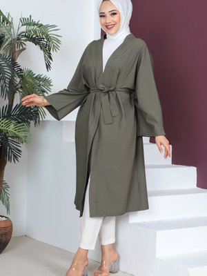 Beli Kuşaklı Kimono Haki