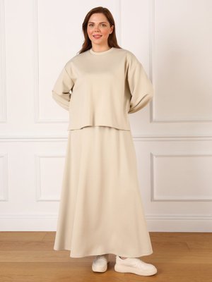 Fil Dişi Büyük Beden Yumuşak Dokulu Örme Takım